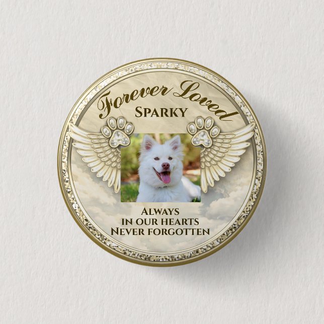 Forever Loved Paw Wings Design Button (Vorderseite)
