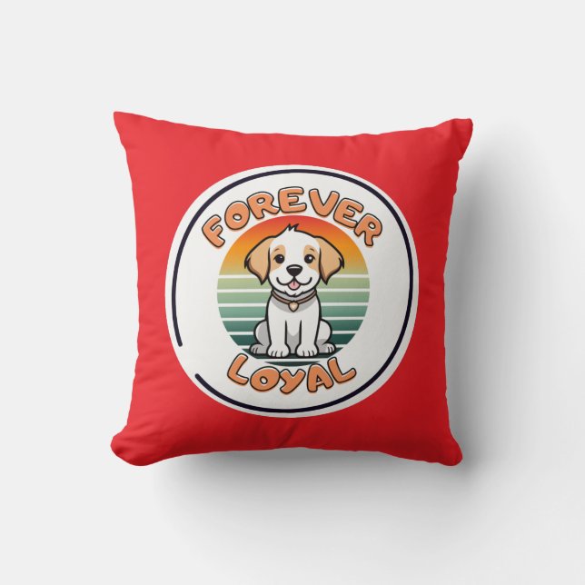 Forever Loyal Sunset Pup Throw Kissen (Vorderseite)