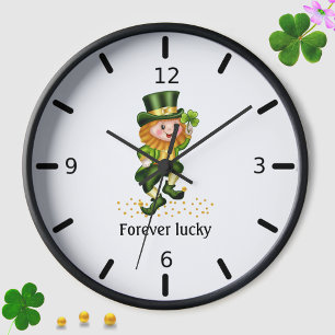 Forever Lucky Green Gnome auf Weiß Uhr