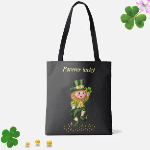 Forever Lucky Green Gnome & Gold Confetti auf schw