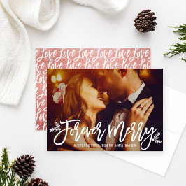 Forever Merry Rose Gold Wedding Foto Feiertagskarte