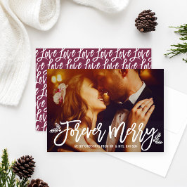 Forever Merry Wine Red Wedding Foto Feiertagskarte