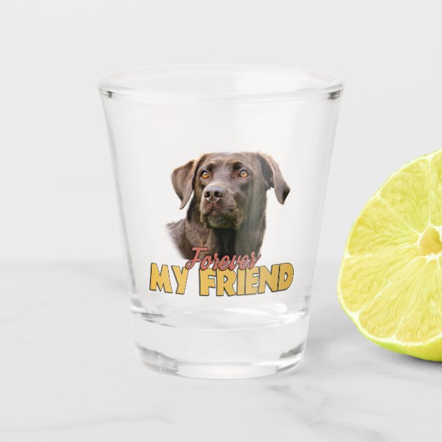 Forever My Friend Schokolade Labrador Hund Schnapsglas (Vorderseite)