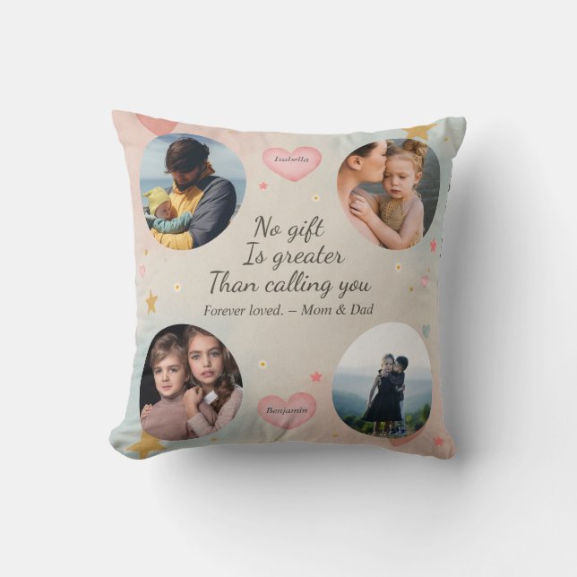 Forever Our Little Ones – Custom 4-Photo Tribute  Kissen (Vorderseite)