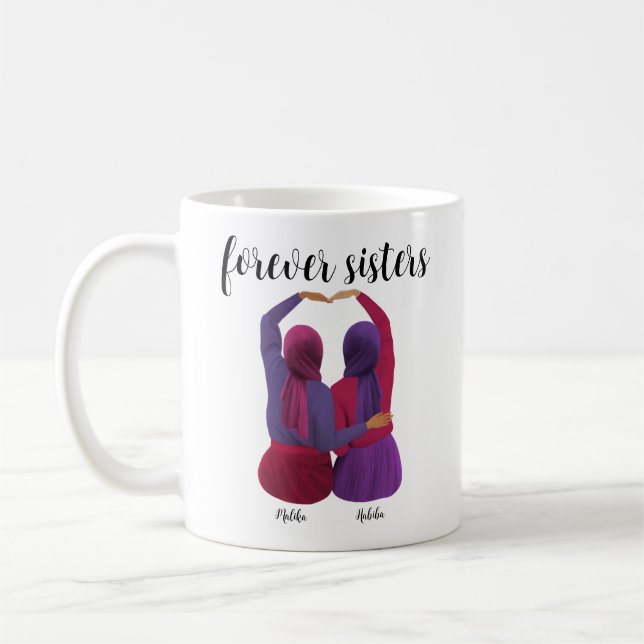 Forever Sisters Personalisiert Hijabi-Geschenk Kaffeetasse (Links)