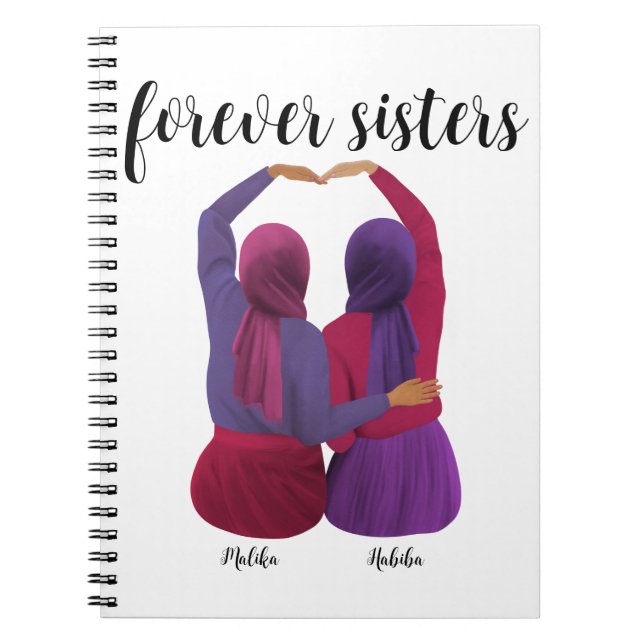 Forever Sisters Personalisiert Hijabi-Geschenk Notizblock (Vorderseite)