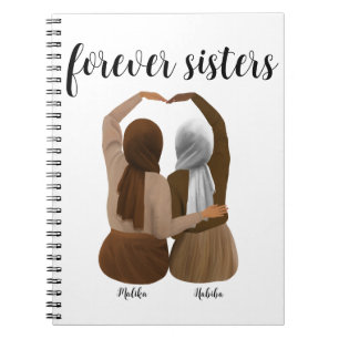 Forever Sisters Personalisiert Hijabi-Geschenk Notizblock