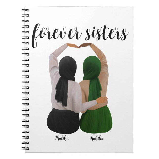 Forever Sisters Personalisiert Hijabi-Geschenk Notizblock (Vorderseite)