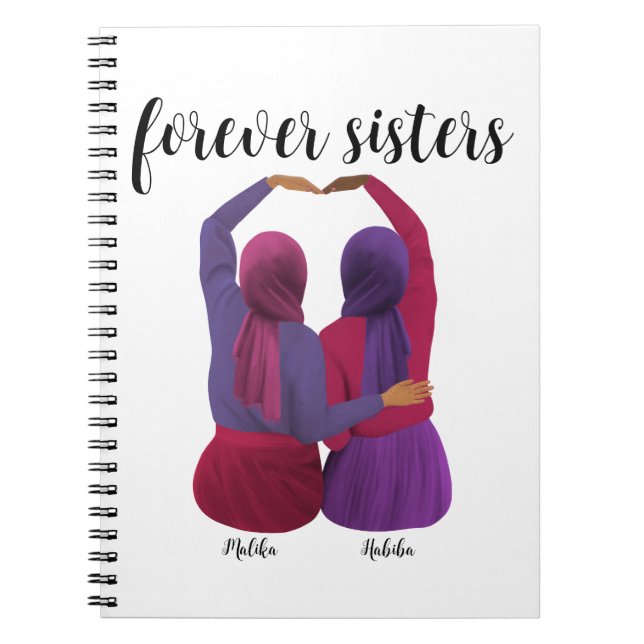 Forever Sisters Personalisiert Hijabi-Geschenk Notizblock (Vorderseite)