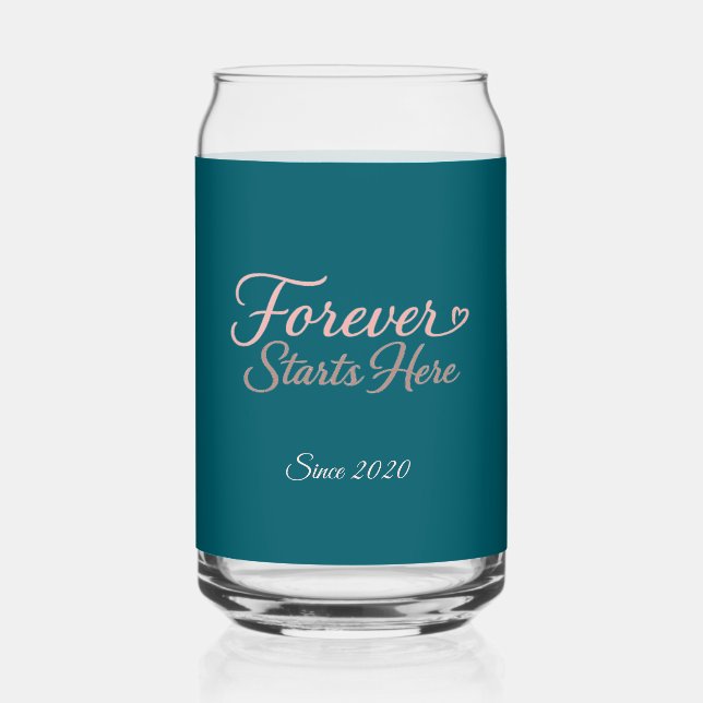 Forever Starts Here Custom Date  Dosenglas (Vorderseite)