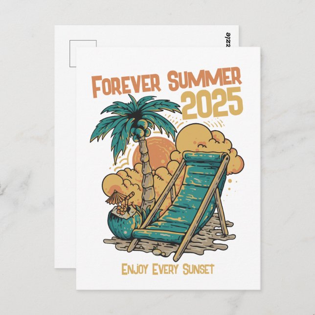 Forever Summer 2025 - jeden Sonnenuntergang genieß Postkarte (Vorne/Hinten)