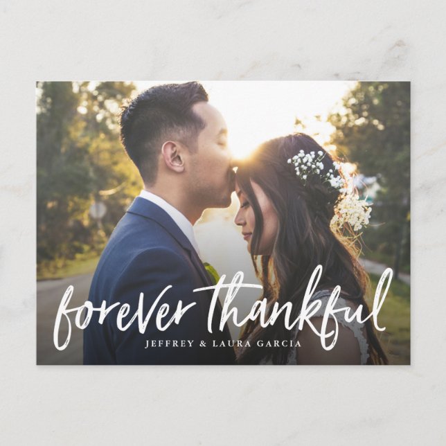 Forever Thankful Hochzeit Danke Postcard Postkarte (Vorderseite)