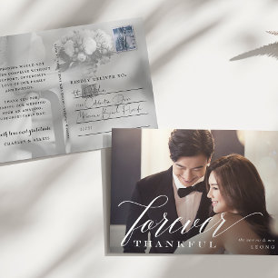 Forever Thankful Wedding Foto Vielen Dank Postkarte