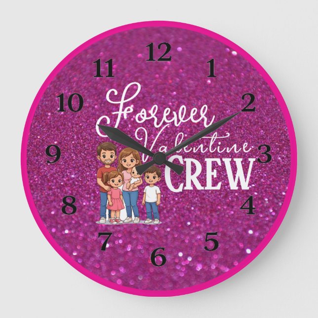 Forever Valentine Crew Große Wanduhr (Vorderseite)