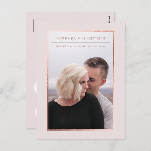 Forever Valentines Foto Save the Date Postkarte (Vorne/Hinten)