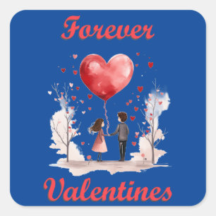 Forever Valentines! Quadratischer Aufkleber