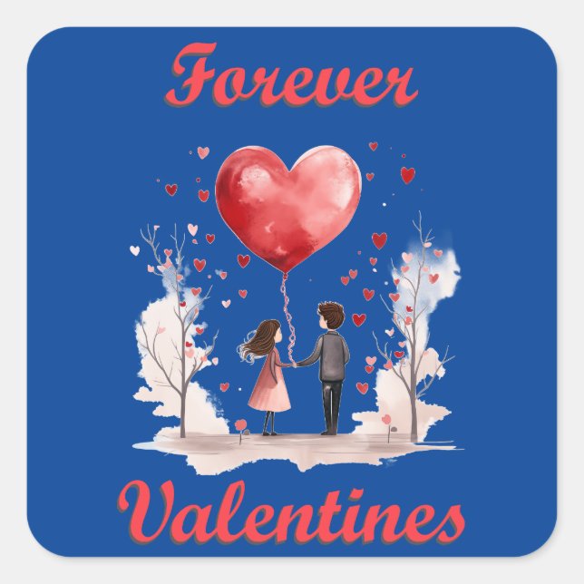 Forever Valentines! Quadratischer Aufkleber (Vorderseite)