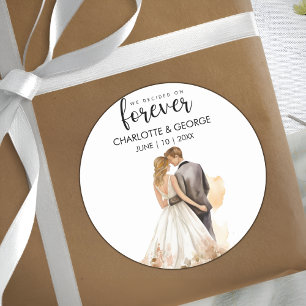 Forever Wedding Bride Groom Back Watercolor Class Runder Aufkleber