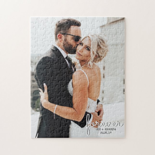 Forever Wedding Names Date Foto Puzzle (Vertikal)