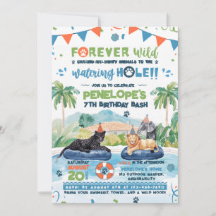 Forever Wild Animals Pool Party Geburtstag Einladung