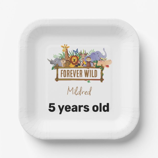 Forever Wild Birthday Paper Plate Pappteller (Vorderseite)