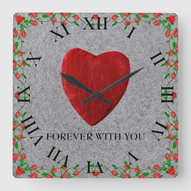 Forever with you quadratische wanduhr (Vorderseite)