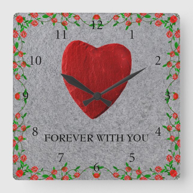 Forever with you quadratische wanduhr (Vorderseite)