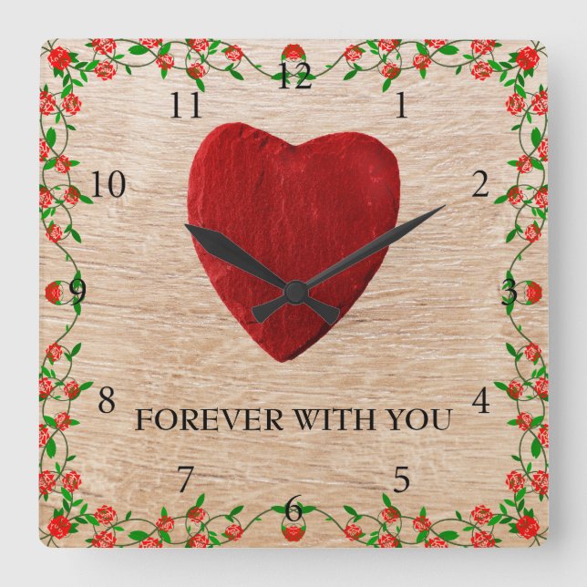 Forever with you quadratische wanduhr (Vorderseite)