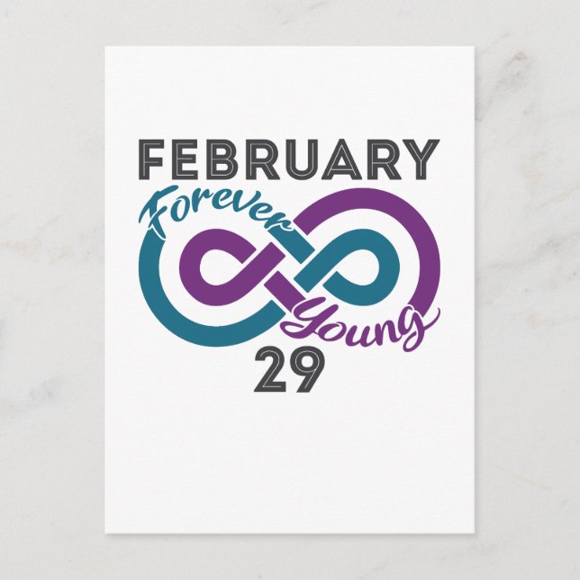 Forever Young Leap Year Birthday Leapling Postkarte (Vorderseite)