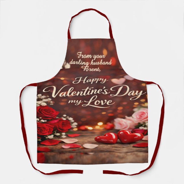 'Forever Your Valentine' All-Over Druck Schürze (Vorderseite)