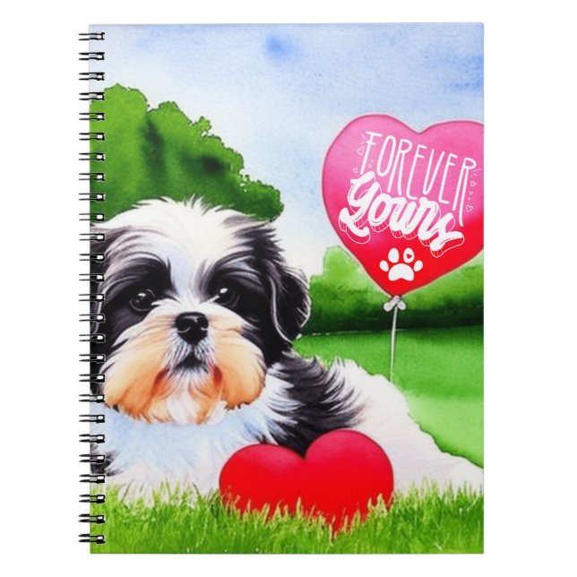 Forever Yours Shih Tzu Watercolor Notizblock (Vorderseite)