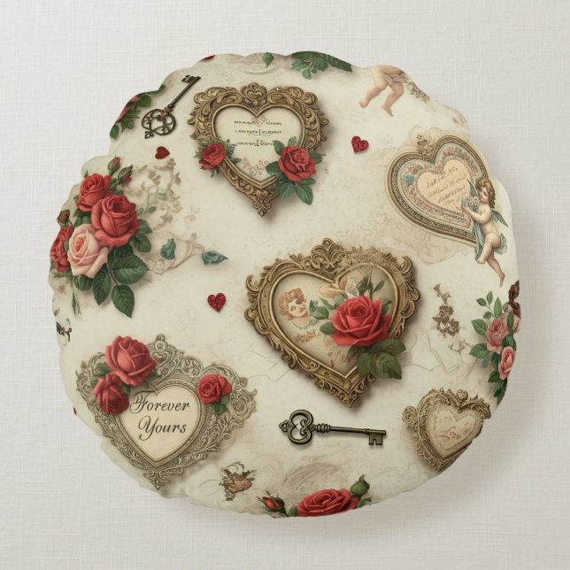 "Forever Yours" Vintages Kissen (Vorderseite)