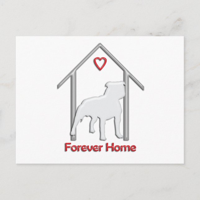 Forever Zuhause White Pitbull Logo Postkarte (Vorderseite)