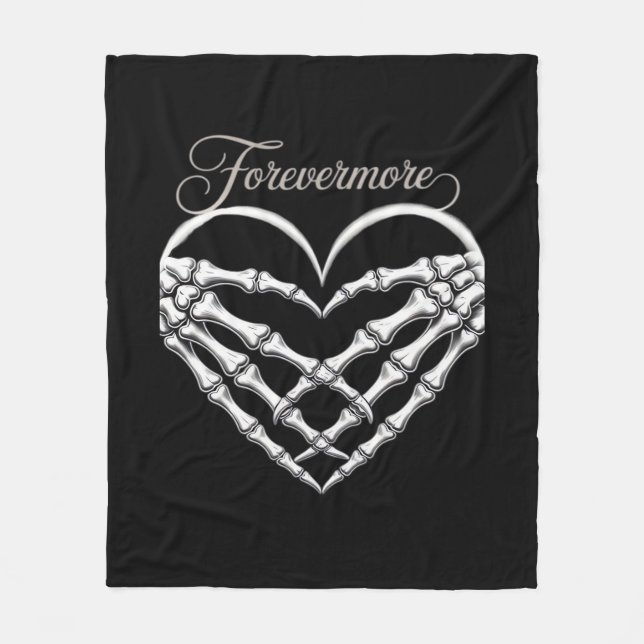 Forevermore Skeleton Hands Herz Gotische Romance Fleecedecke (Vorderseite)