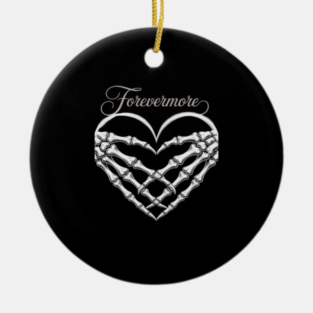 Forevermore Skeleton Hands Herz Gotische Romance Keramik Ornament (Vorne)