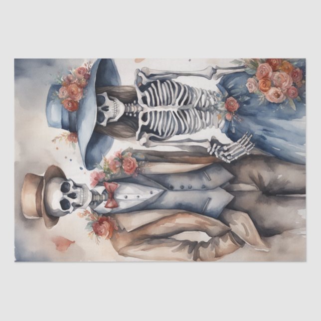 Forevermore: Skeleton Verheiratet Couple Decoupage Seidenpapier (Vorderseite)