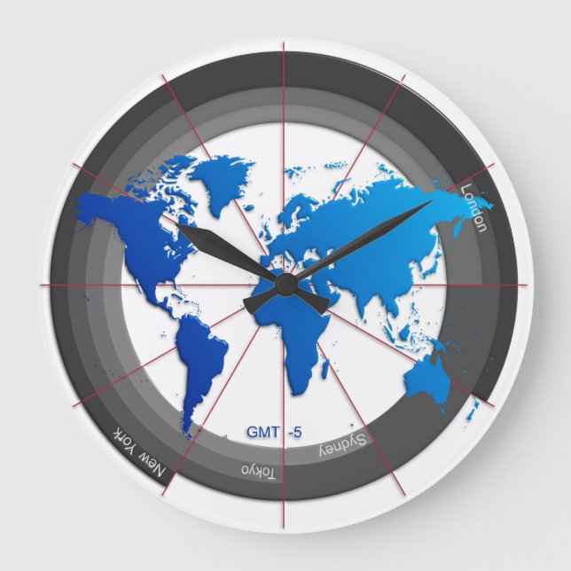 Forex Markets Timezone Clock GMT-5 Große Wanduhr (Vorderseite)