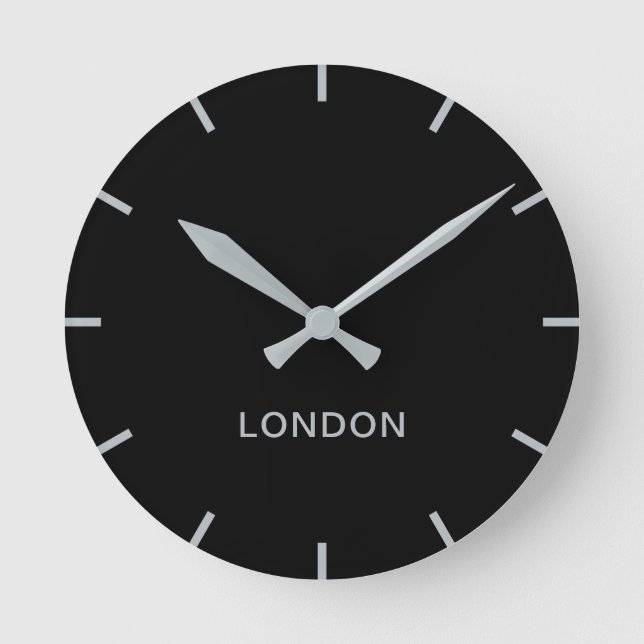 Forex Minimalistisch Gloss Black Wall Clock Runde Wanduhr (Vorderseite)