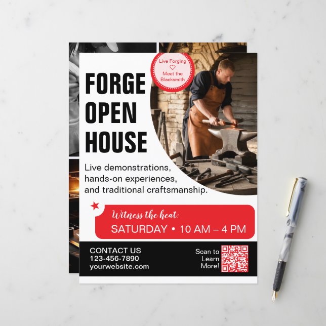 Forge Open House-Schmiedeflyer  (Vorderseite/Rückseite Beispiel)