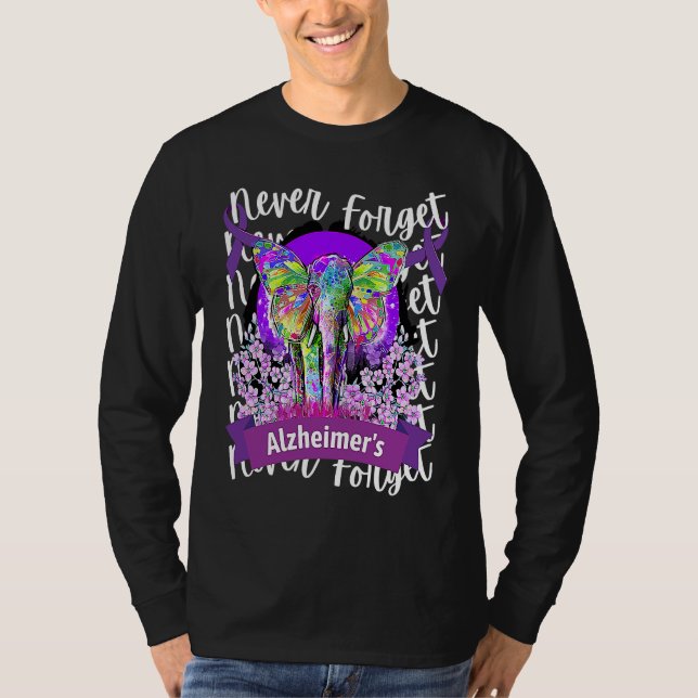 Forget me not Alzheimer's Awareness Elephant Purpl T-Shirt (Vorderseite)