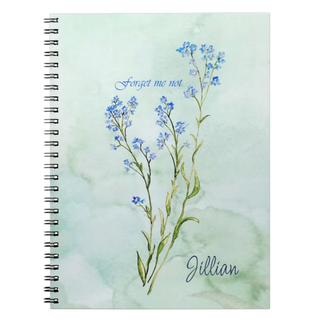 Forget me not Custom Watercolor Garden Flower Notizblock (Vorderseite)