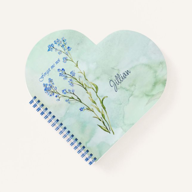 Forget me not Custom Watercolor Garden Flower Notizbuch (Vorderseite)