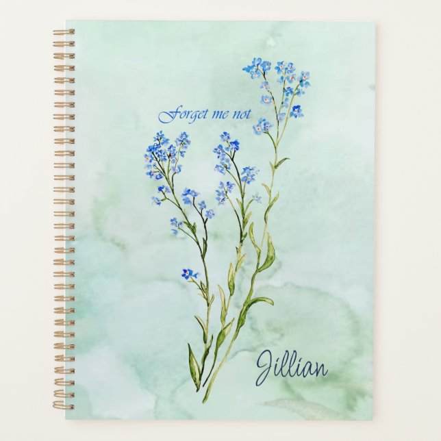 Forget me not Custom Watercolor Garden Flower Planer (Vorderseite)