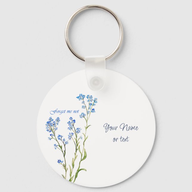 Forget me not Custom Watercolor Garden Flower Schlüsselanhänger (Rückseite)