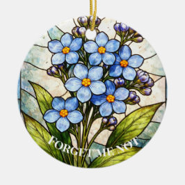 Forget Me Not Floral Stained Glass Custom Grief  Keramik Ornament