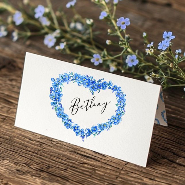 Forget-me-not heart art wedding blue white platzkarte (Von Creator hochgeladen)
