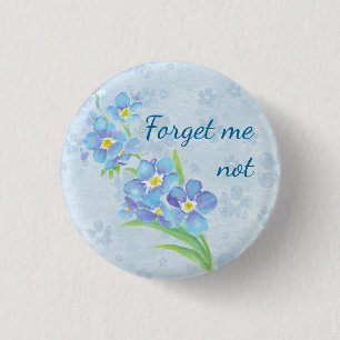 Forget me not  Watercolor Garden Flower Heart   Button