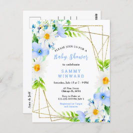 Forget Me Nots and Daisies Baby Shower Postkarte