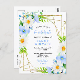 Forget Me Nots and Daisies Birthday Party Postkarte