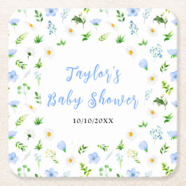 Forget-Me-Nots and Daisies Floral Baby Shower Rechteckiger Pappuntersetzer